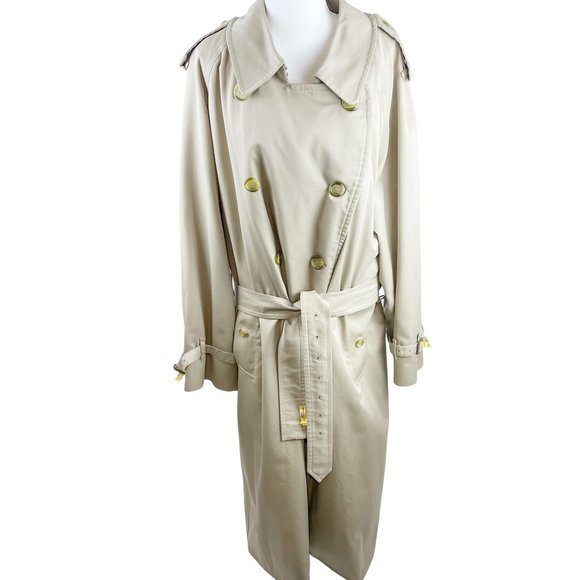 Vintage Burberry Trench Coat Classic Tan Double Breasted 48L (US 14 or XL) - Picture 11 of 16